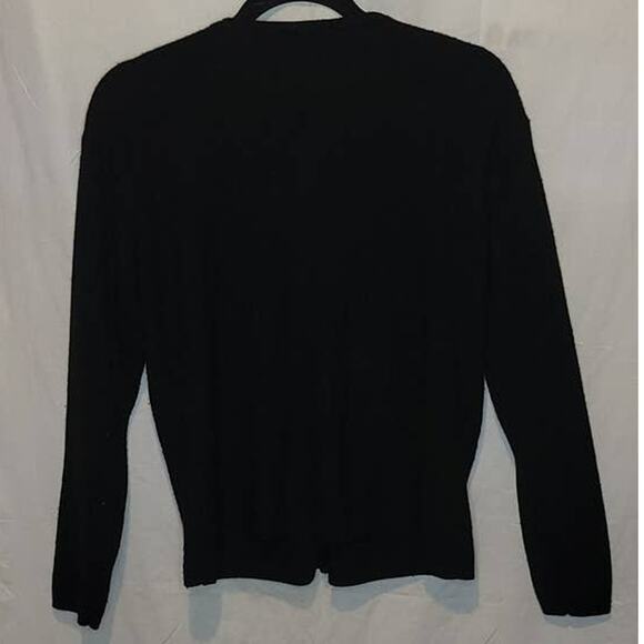 Claudia Barnes Black V-neck Button Close Cardigan Sweater Size LP - Picture 2 of 4
